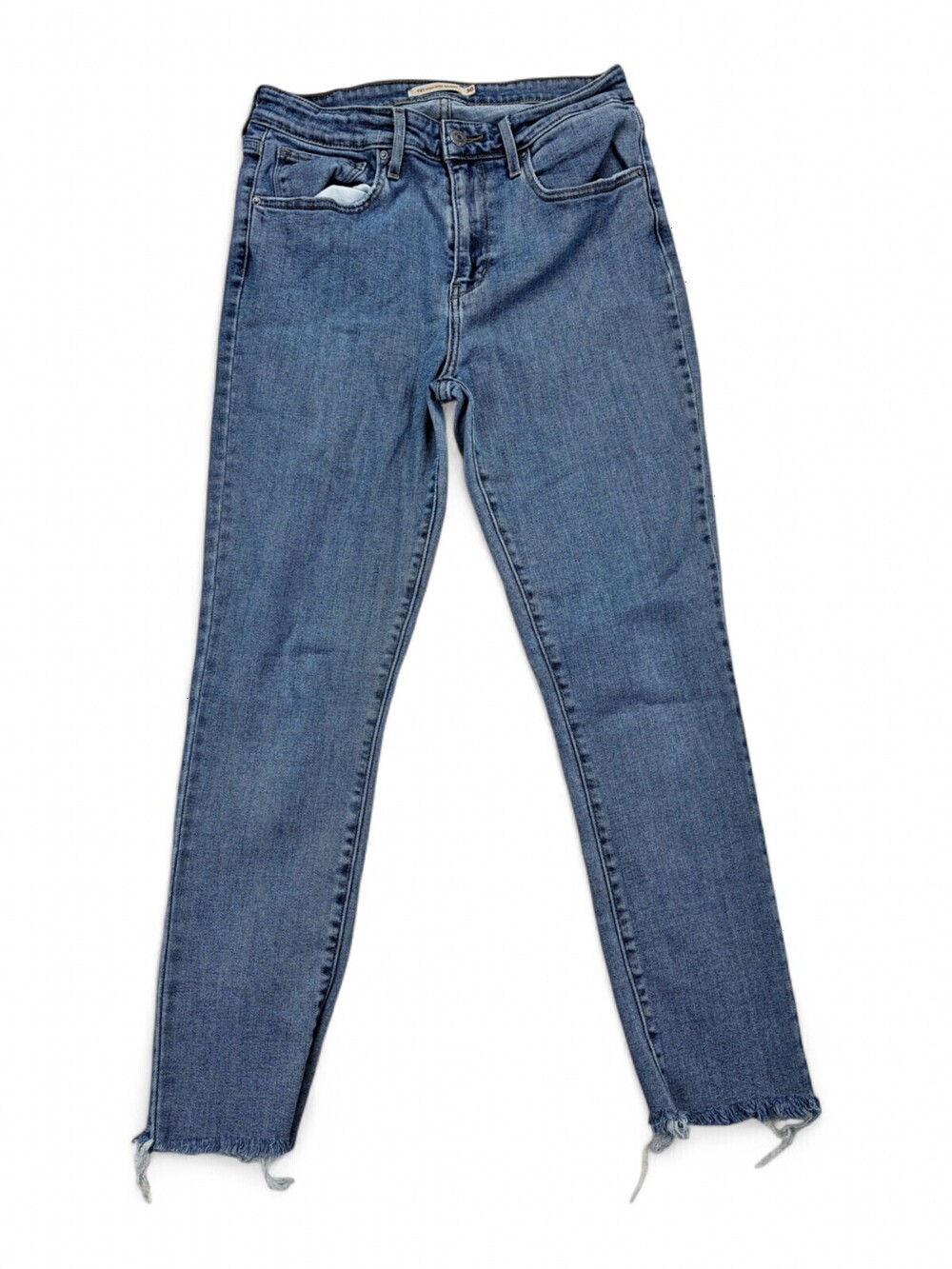 Levi's 721 High Rise Skinny Jeans 30 Light Wash Raw Hem